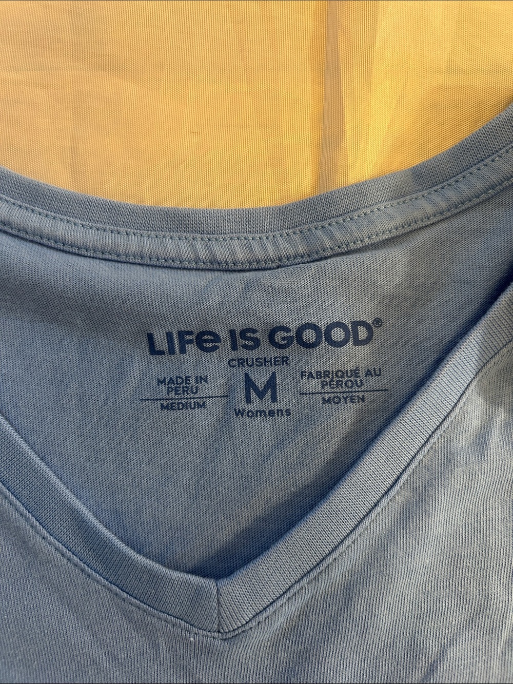 Life Is Good Blue V-Neck Tee with Floral Bicycle Graphic - Picture 2 of 9